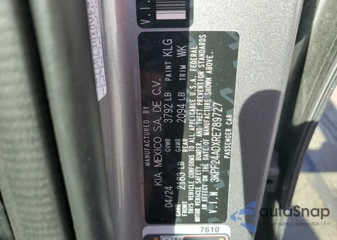 2024 Kia Forte Lx from USA, damaged, VIN 3KPF24ADXRE789727